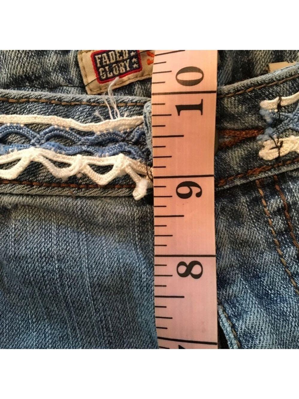 Faded Glory Jean Shorts Upcycled Bling Size 14 - Picture 3 of 6
